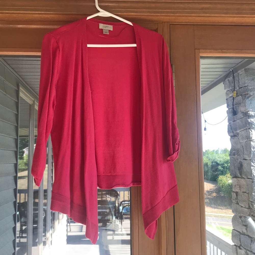 LOFT Pink open cardigan